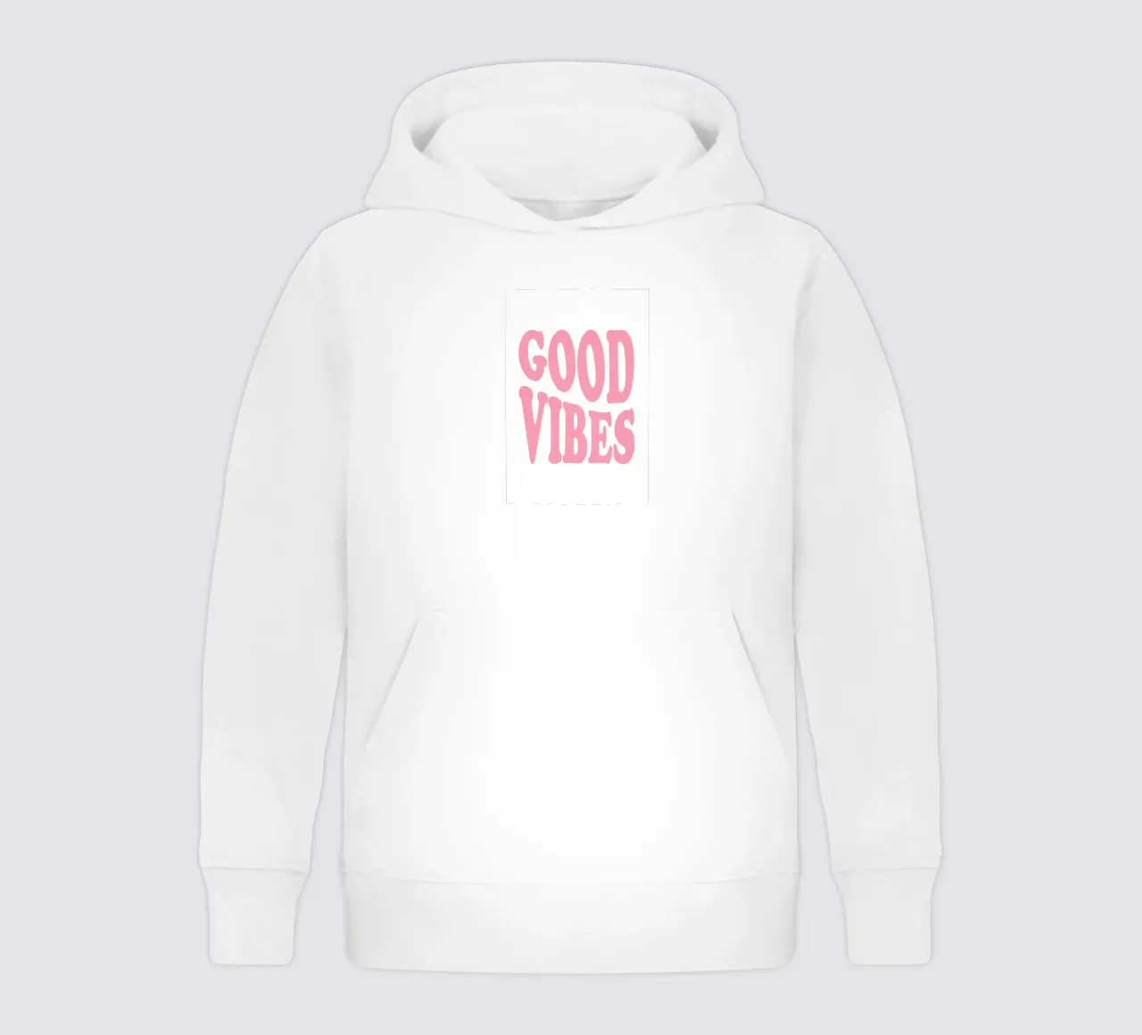 GOOD VIBES - Pink Retro Bubble Font Art Print felpa bambino con cappuccio da homdeco