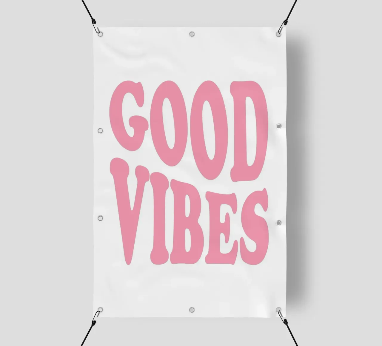 GOOD VIBES - Pink Retro Bubble Font Art Print telo in pvc da homdeco