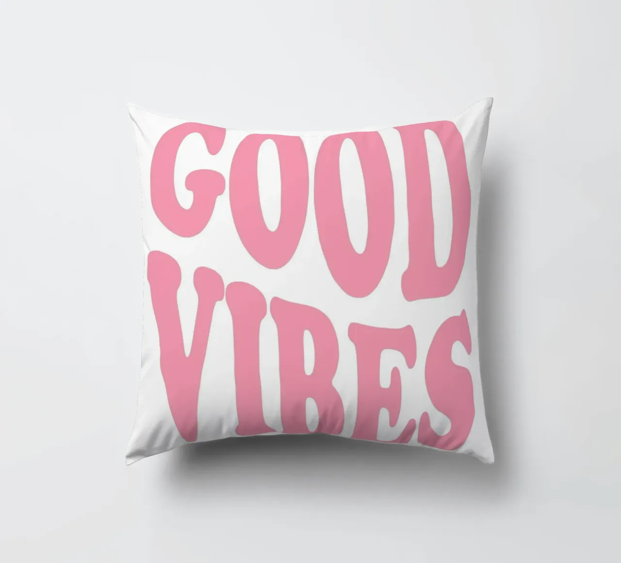 GOOD VIBES - Pink Retro Bubble Font Art Print cuscino da homdeco
