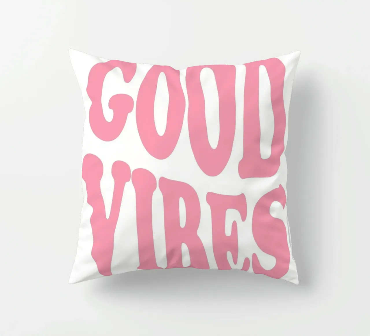 GOOD VIBES - Pink Retro Bubble Font Art Print cuscino da homdeco