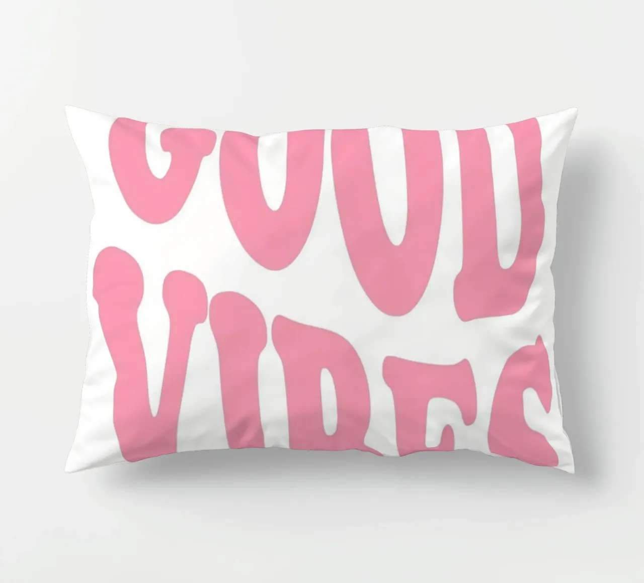 GOOD VIBES - Pink Retro Bubble Font Art Print cuscino da homdeco