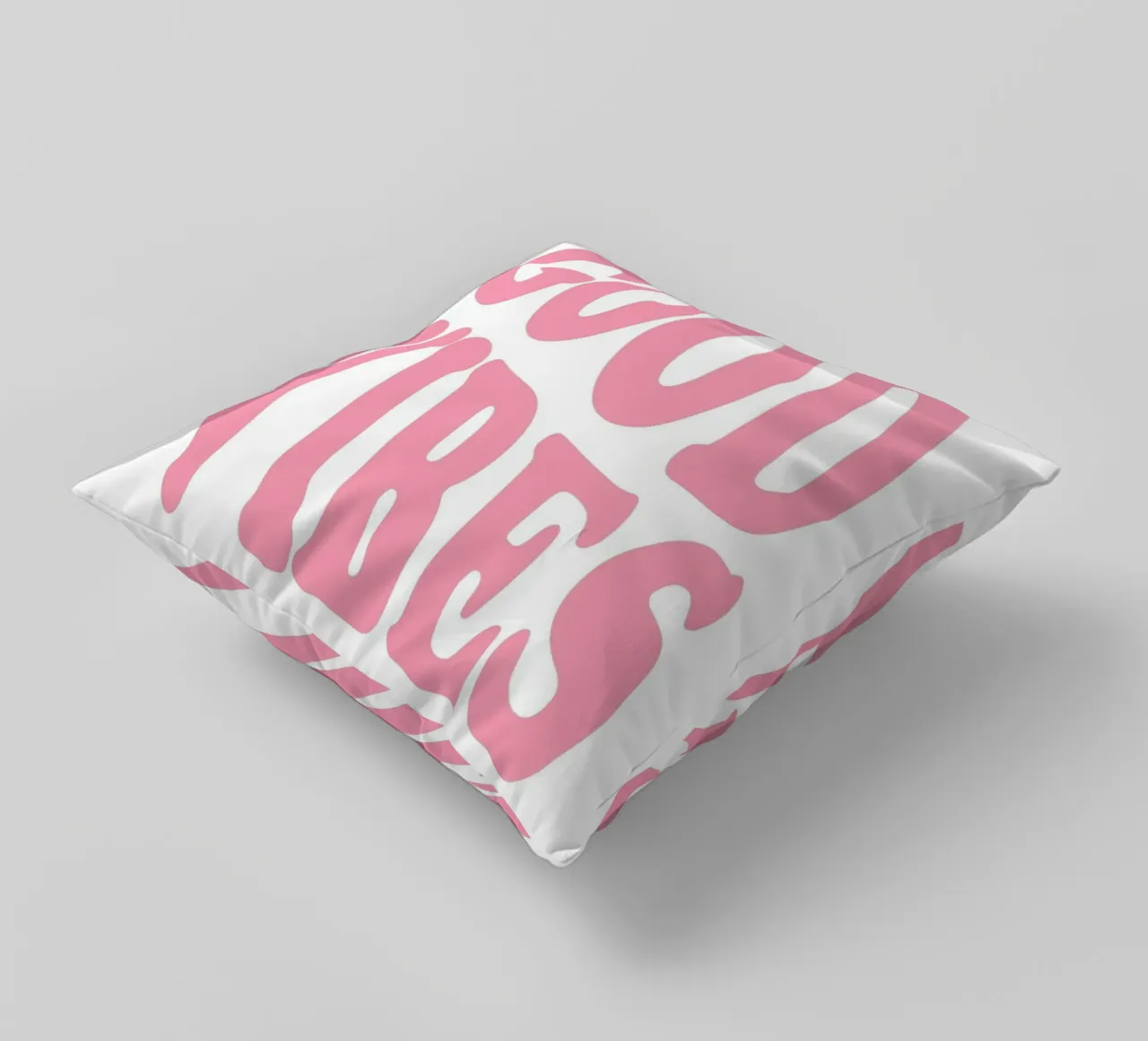 GOOD VIBES - Pink Retro Bubble Font Art Print cuscino da homdeco