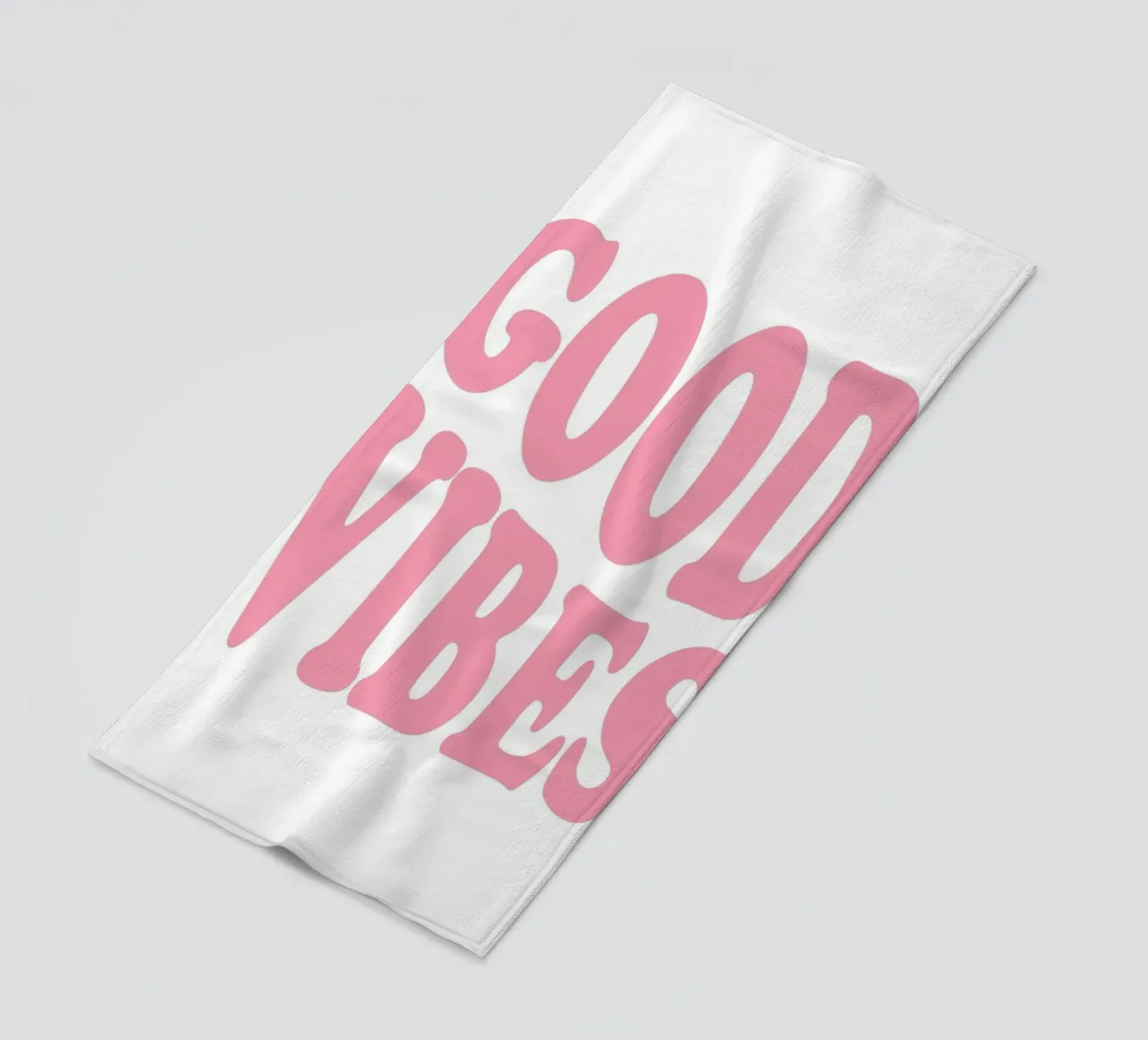 GOOD VIBES - Pink Retro Bubble Font Art Print telo mare da homdeco