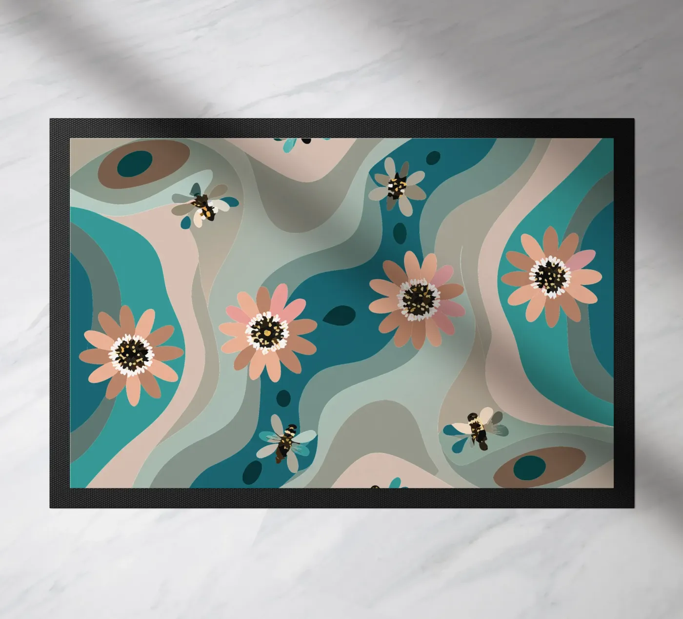 Abstract Flower Pattern doormat by HAPPY SHOP