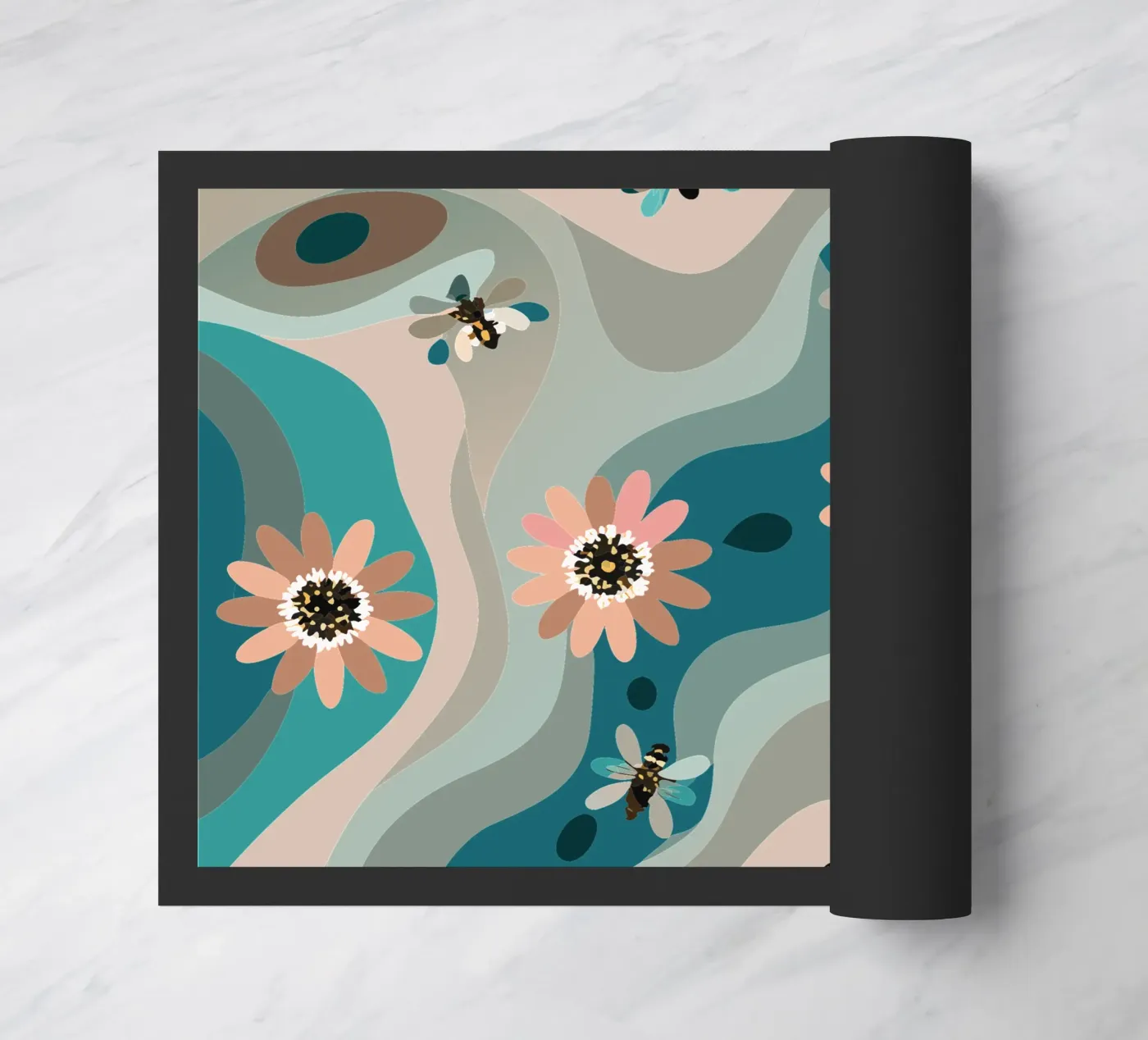 Abstract Flower Pattern doormat by HAPPY SHOP