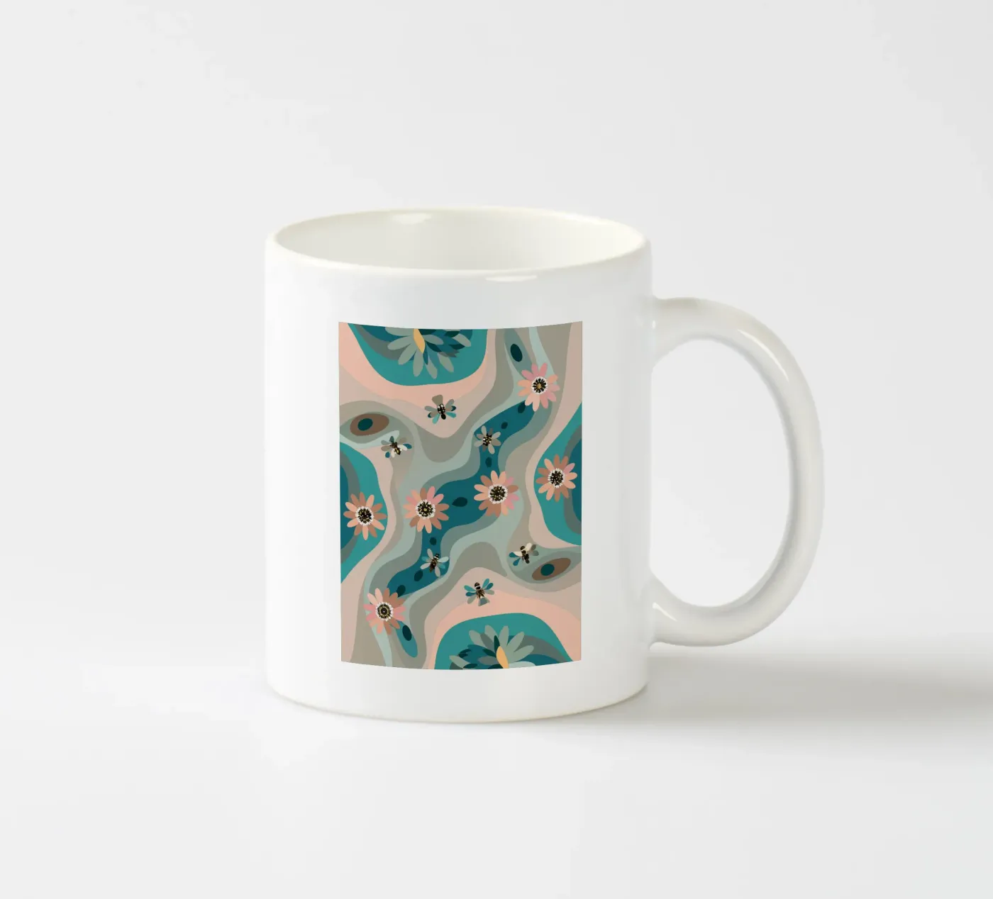 Abstract Flower Pattern ceramic mug by HAPPY SHOP