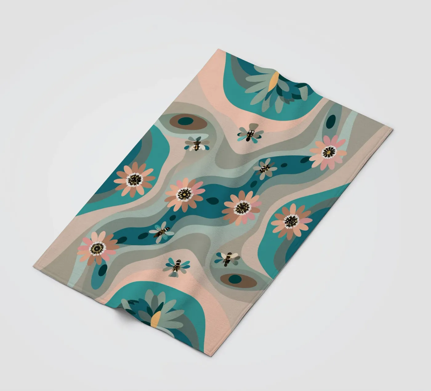 Abstract Flower Pattern fleece blanket by HAPPY SHOP