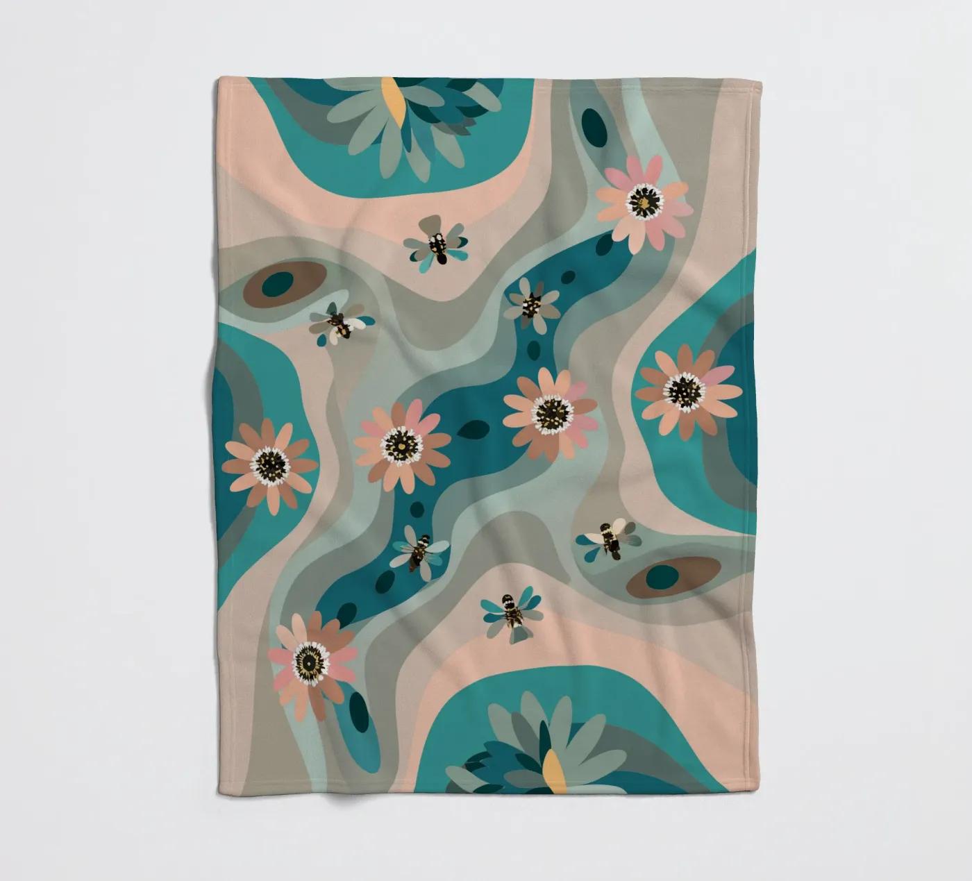 Abstract Flower Pattern fleece blanket by HAPPY SHOP