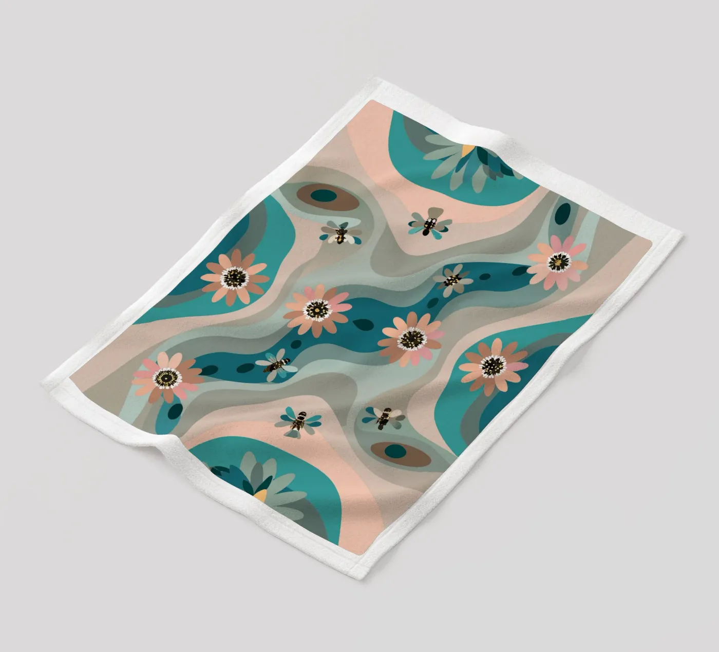 Abstract Flower Pattern fleece blanket by HAPPY SHOP