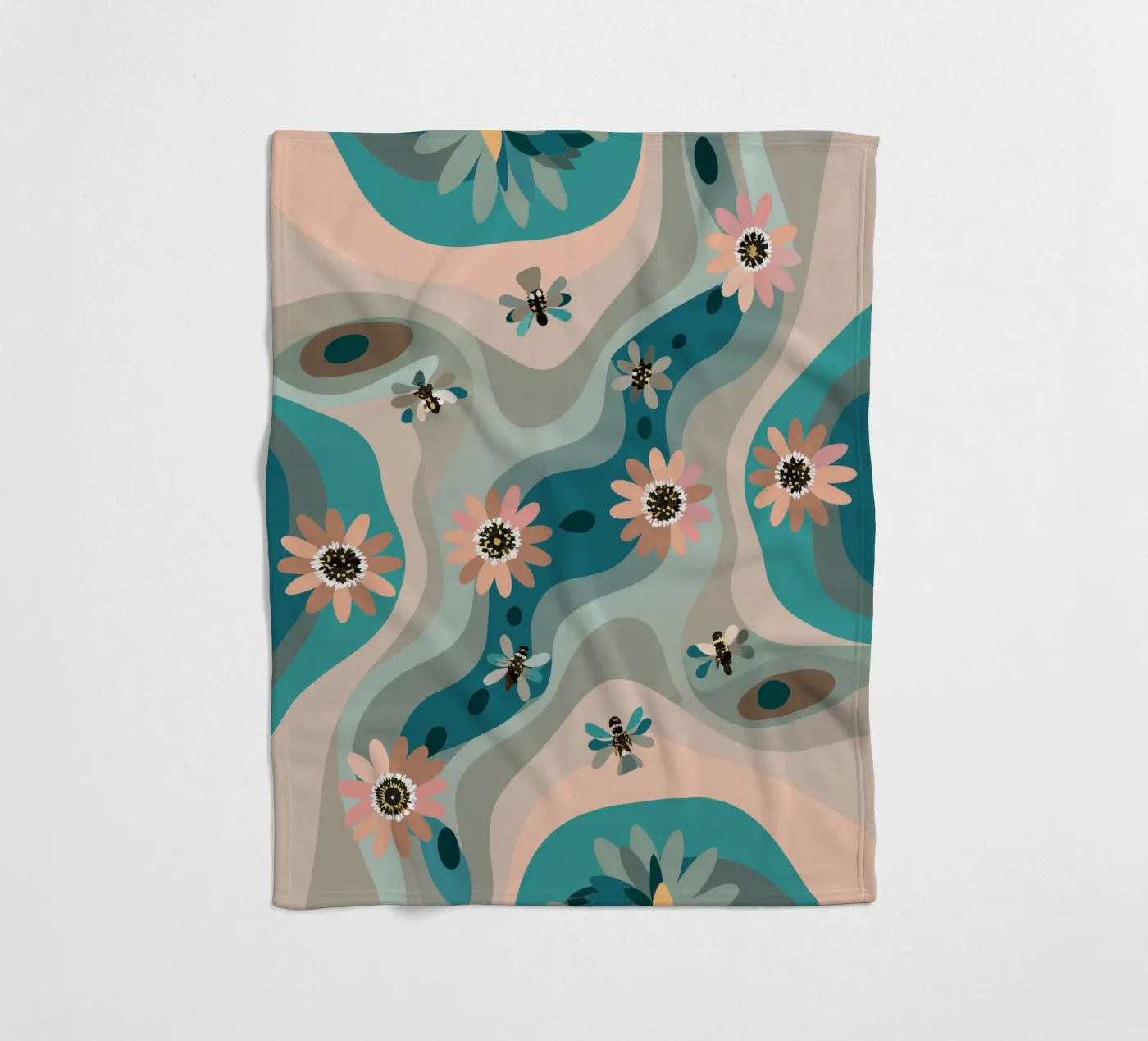 Abstract Flower Pattern fleece blanket by HAPPY SHOP