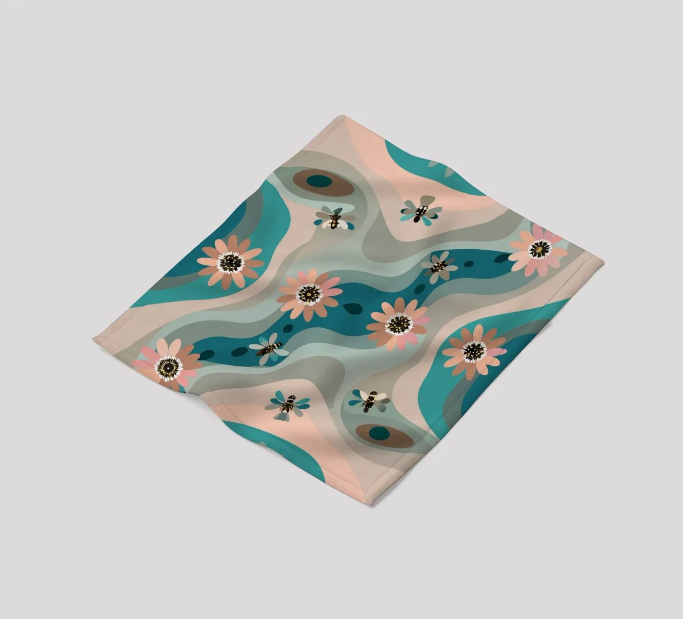 Abstract Flower Pattern fleece blanket by HAPPY SHOP