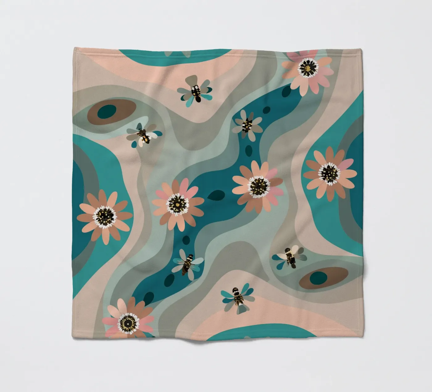 Abstract Flower Pattern fleece blanket by HAPPY SHOP