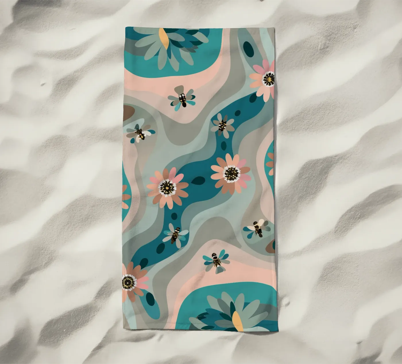 Abstract Flower Pattern beach towel by HAPPY SHOP