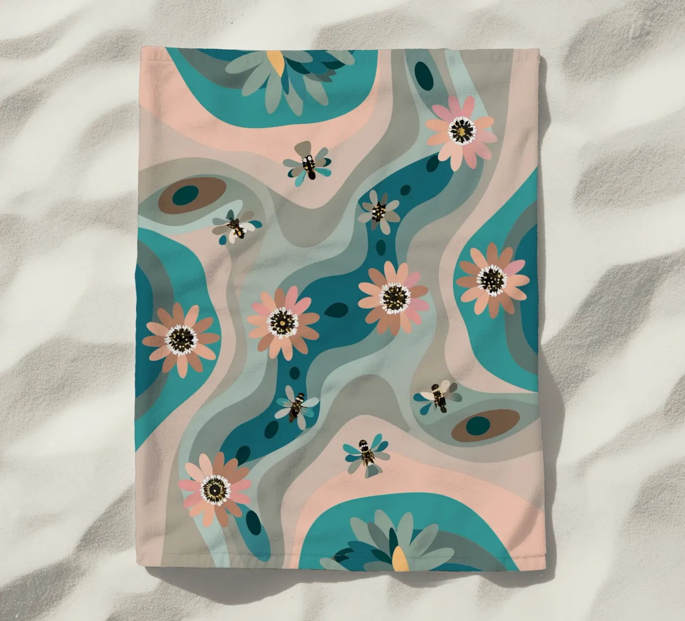 Abstract Flower Pattern beach towel by HAPPY SHOP