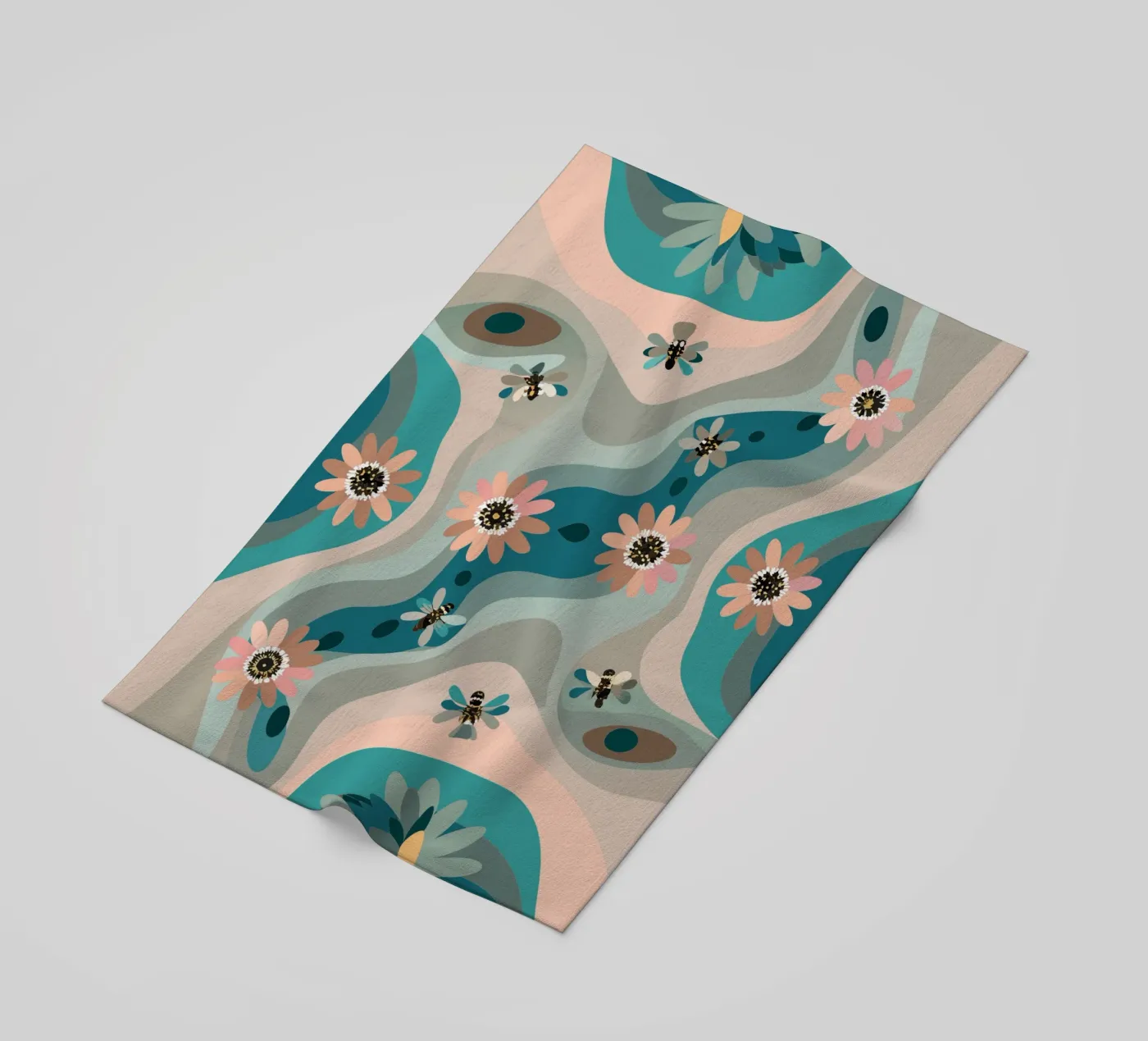 Abstract Flower Pattern beach towel by HAPPY SHOP