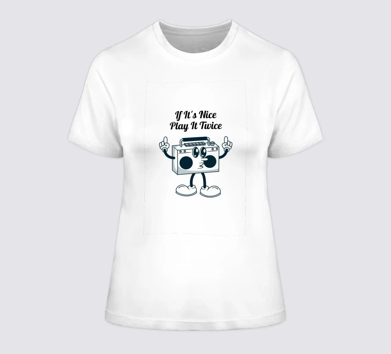 "If It's Nice Play It Twice" Retro Boombox Kunst Frauen T-Shirt von homdeco
