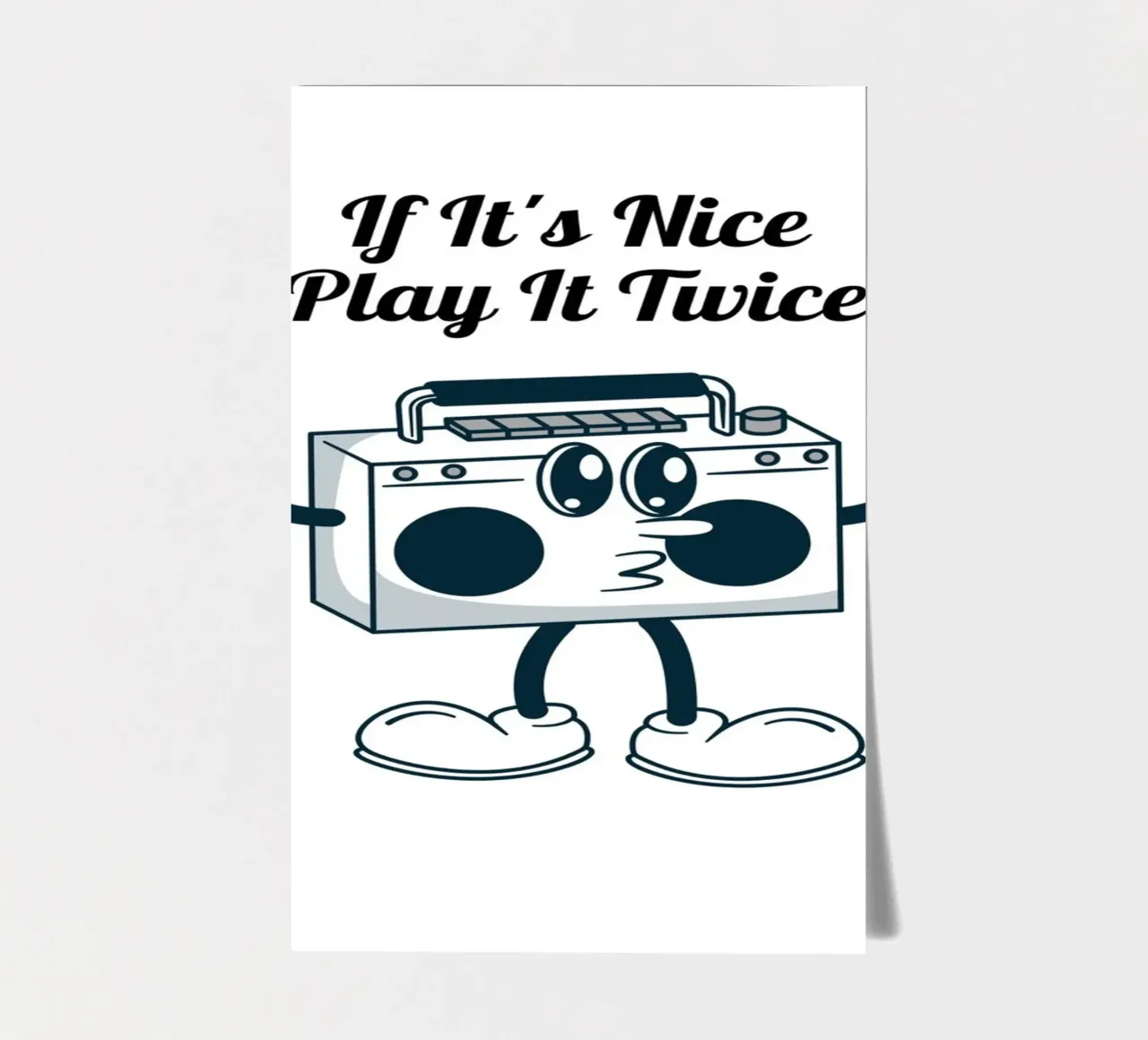 "If It's Nice Play It Twice" Retro Boombox Kunst Stickerbogen von homdeco