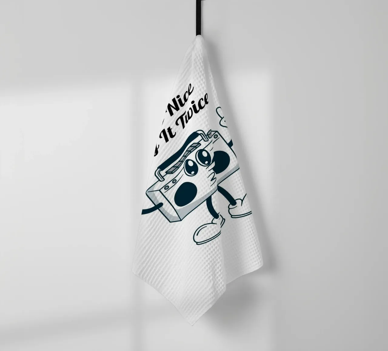 Art de la boîte à musique rétro "If It's Nice Play It Twice" (Si c'est agréable, jouez-le deux fois) torchon de homdeco