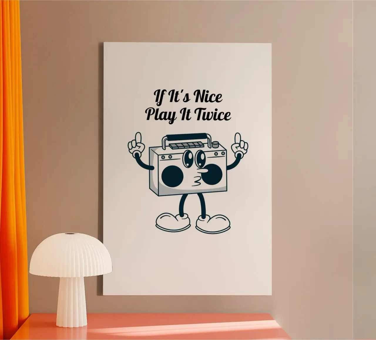 "If It's Nice Play It Twice" Retro Boombox Kunst Leinwand von homdeco