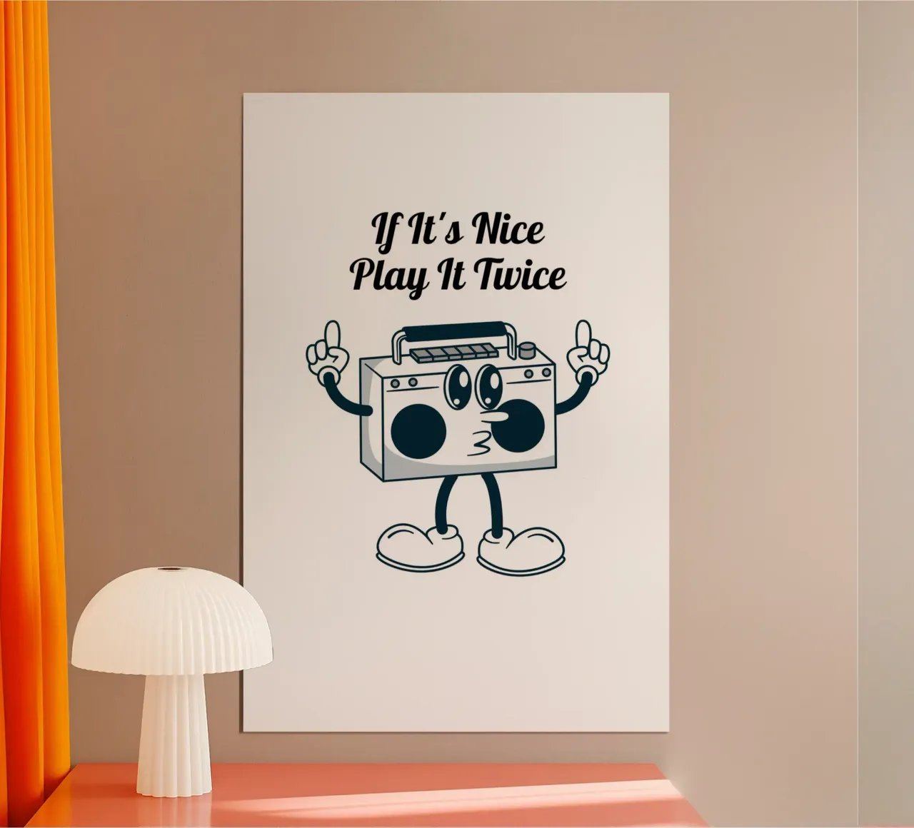Arte retro Boombox "If It's Nice Play It Twice" (Se è bello, suonalo due volte) poster da homdeco