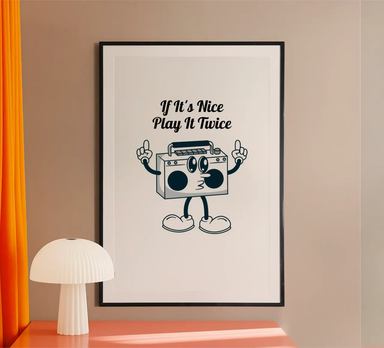 Arte retro Boombox "If It's Nice Play It Twice" (Se è bello, suonalo due volte) poster da homdeco