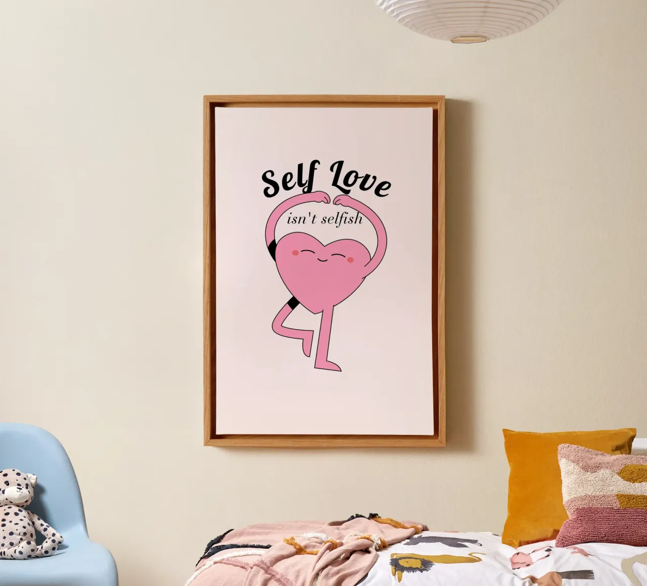 "Zelfliefde is niet egoïstisch" Hart pose art print canvas met Baklijst van homdeco