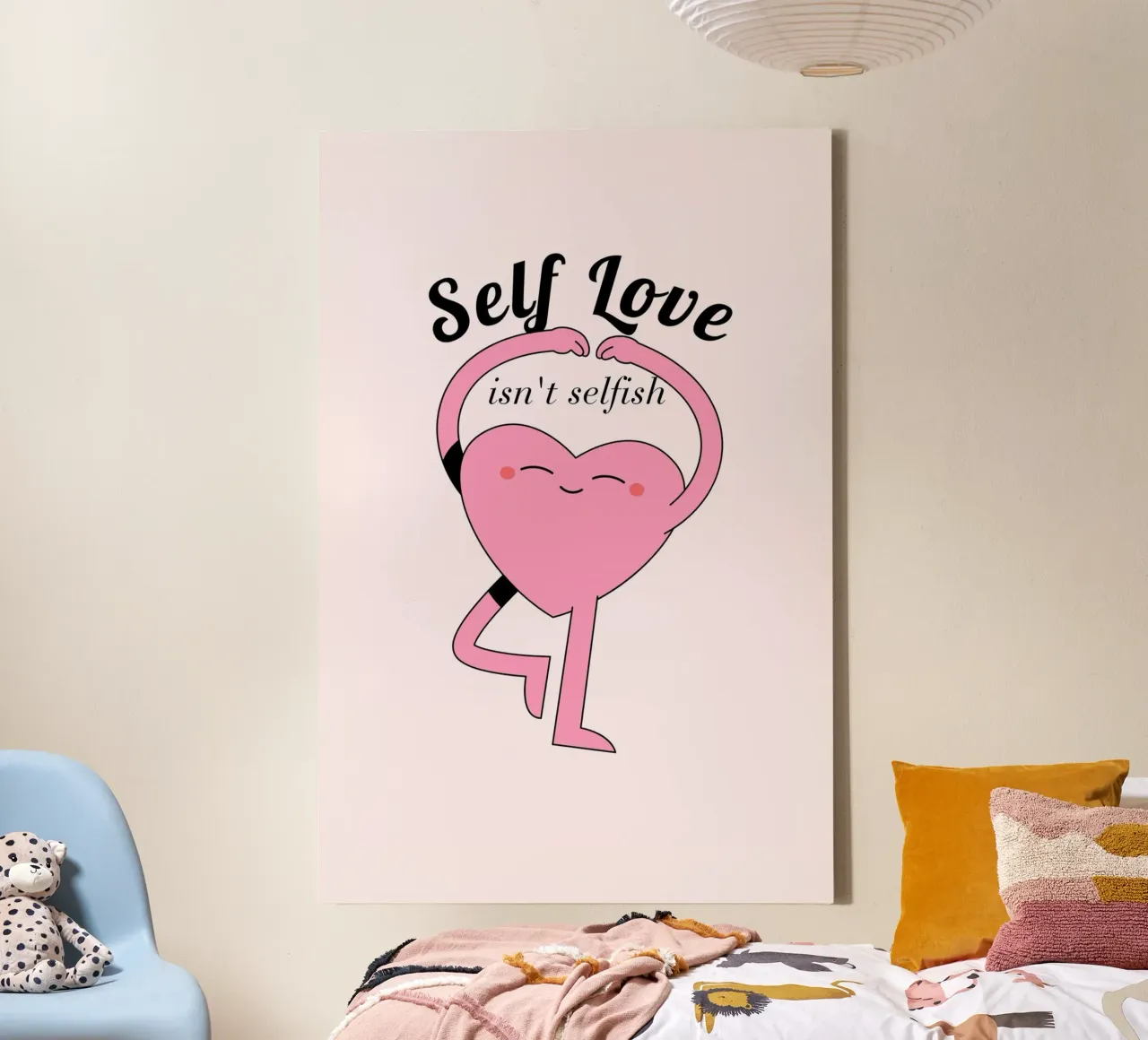 "Zelfliefde is niet egoïstisch" Hart pose art print canvas met Baklijst van homdeco