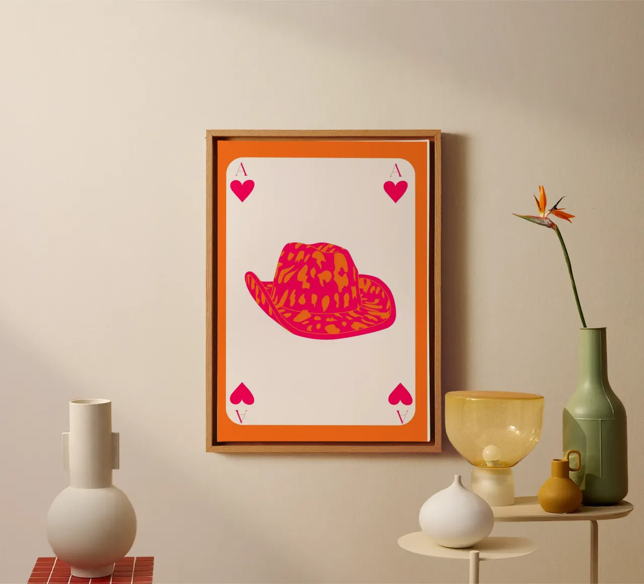Cowboyhoed - Levendige Pop Art Print canvas met Baklijst van homdeco