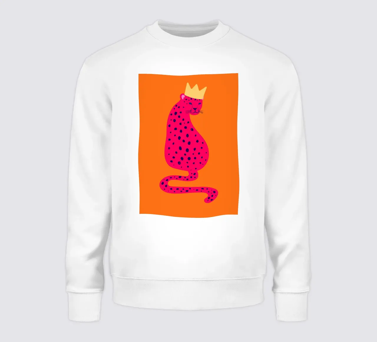 Ghepardo rosa regale con corona - Pop Art Wildness felpa da homdeco