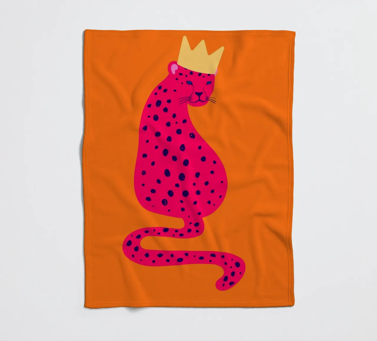 Ghepardo rosa regale con corona - Pop Art Wildness coperta in pile da homdeco