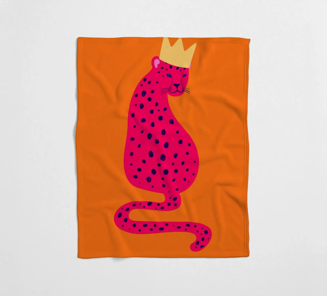 Ghepardo rosa regale con corona - Pop Art Wildness coperta in pile da homdeco