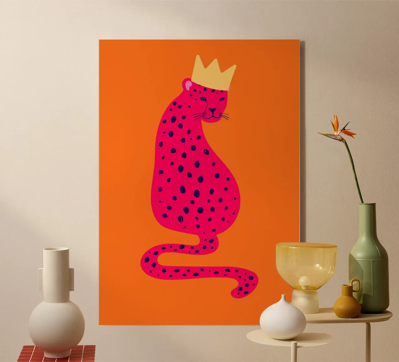 Ghepardo rosa regale con corona - Pop Art Wildness plexiglass da homdeco