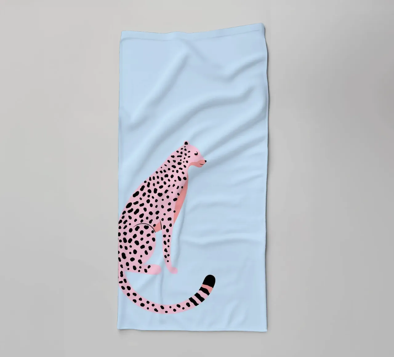 Pink Spotted Cheetah - Pastel Blue Minimalist Art towel by homdeco