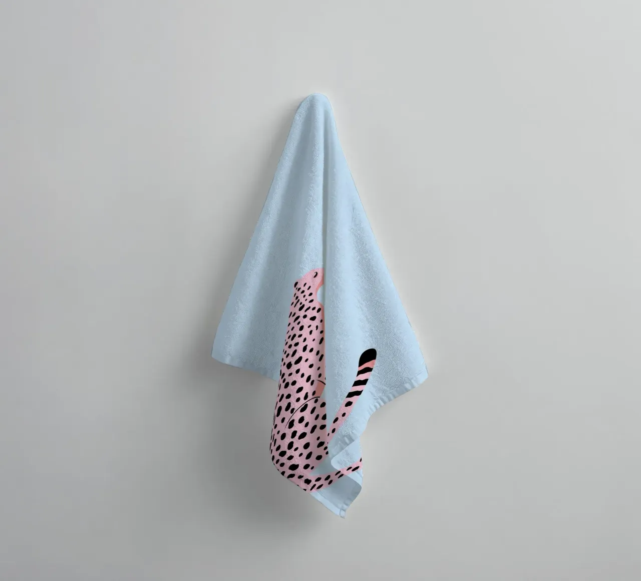 Pink Spotted Cheetah - Pastel Blue Minimalist Art towel by homdeco