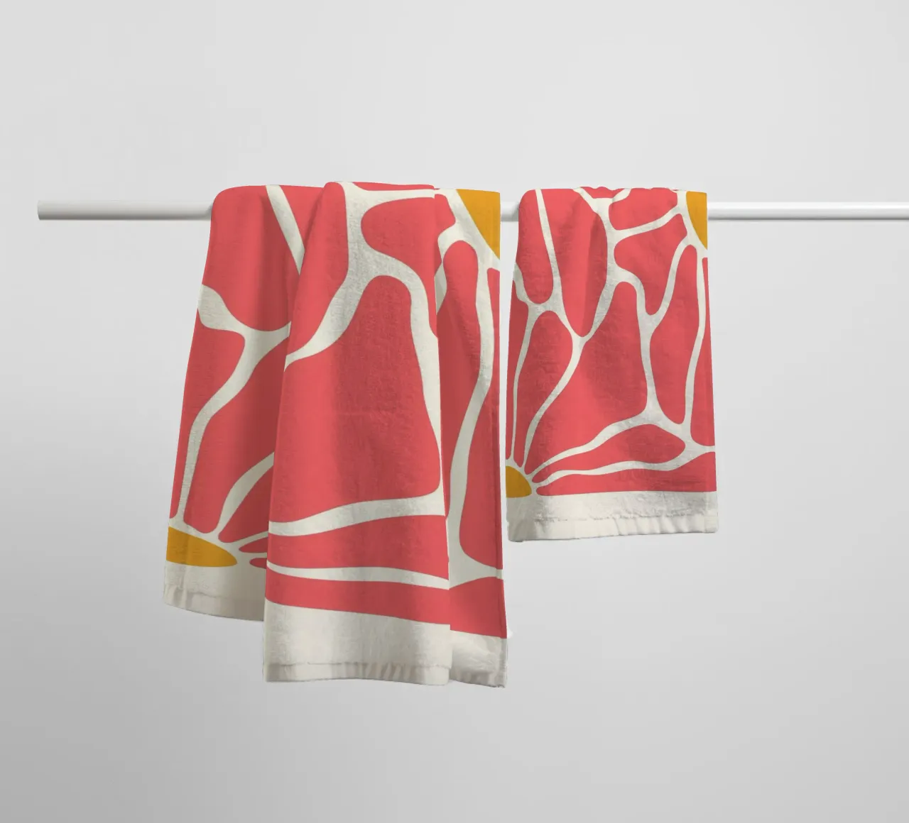Abstract Petal Mosaic - Pink & Ochre Botanical Art towel by homdeco