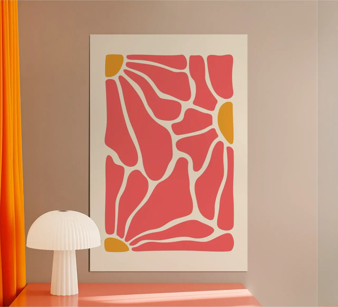 Abstract Petal Mosaic - Pink & Ochre Botanical Art poster with aluminum frame by homdeco