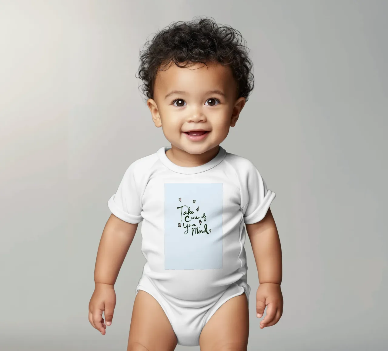 "Take Care of Your Mind" - Mental Health Art Print short-sleeve baby romper by homdeco