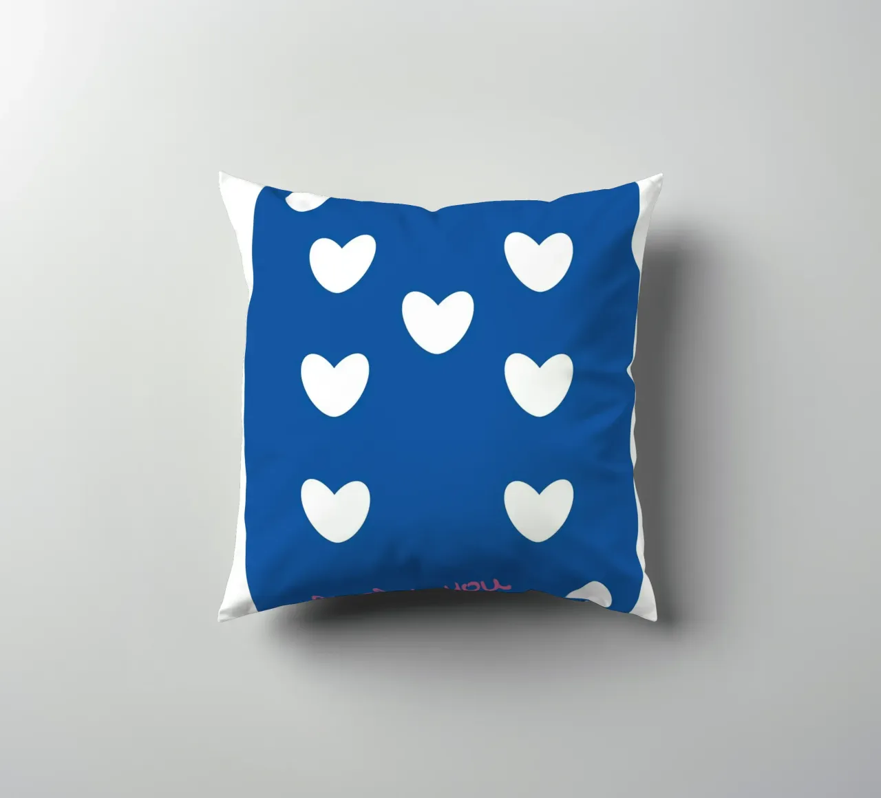 Lucky You 7 of Hearts - Blue & Pink Pop Art Card decorative cushion by homdeco