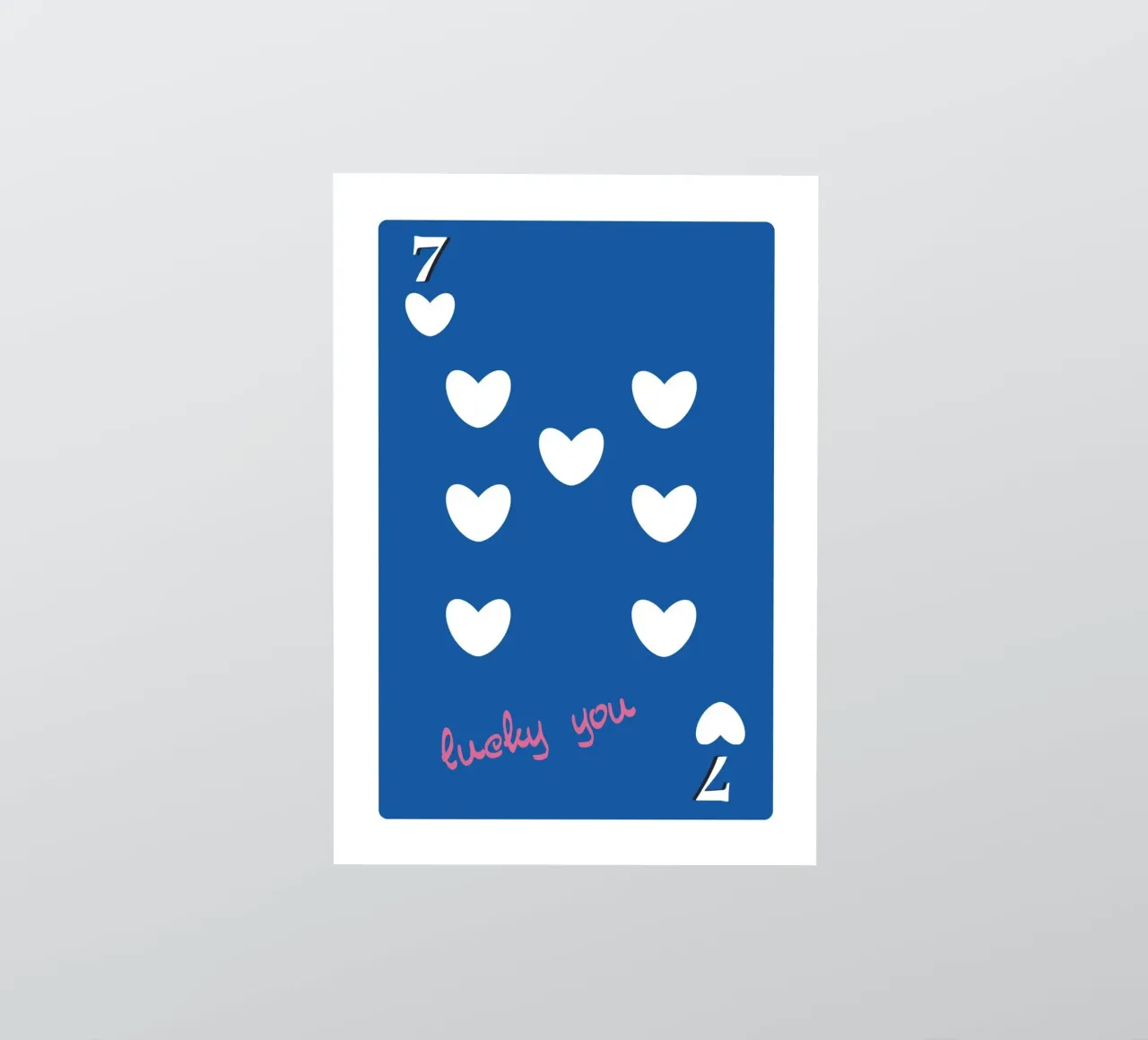 Lucky You 7 of Hearts - Blue & Pink Pop Art Card sticker by homdeco