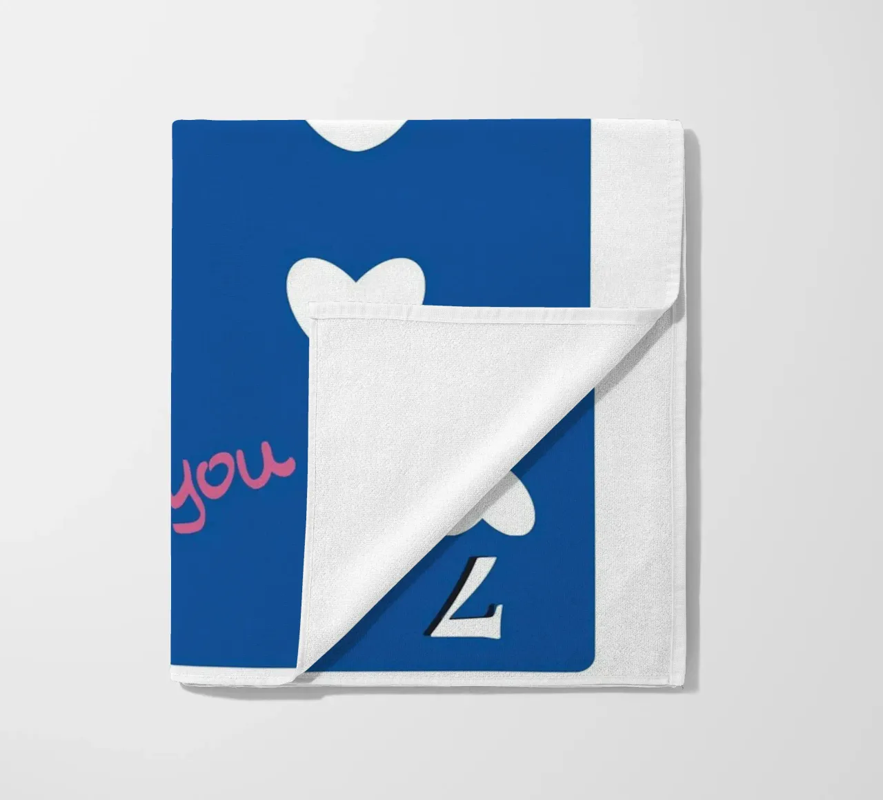 Lucky You 7 of Hearts - Blue & Pink Pop Art Card beach towel by homdeco