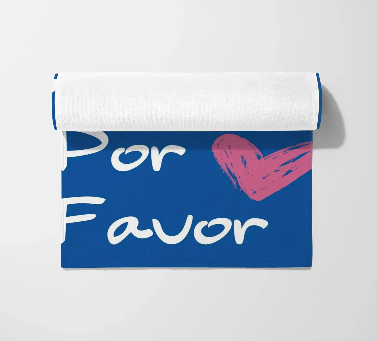 "More Amor Por Favor" - Blue & Pink Love Art beach towel by homdeco