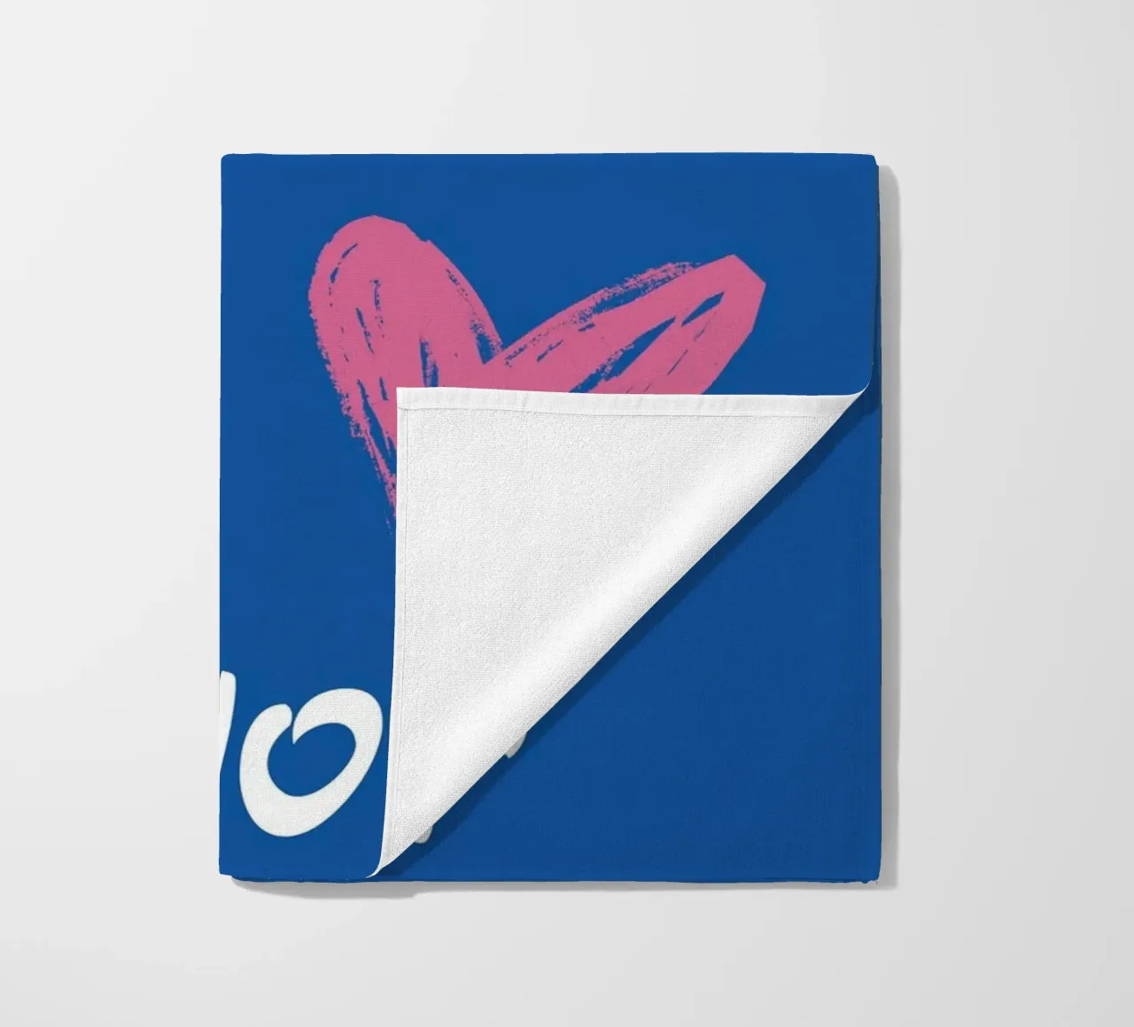 "More Amor Por Favor" - Blue & Pink Love Art beach towel by homdeco