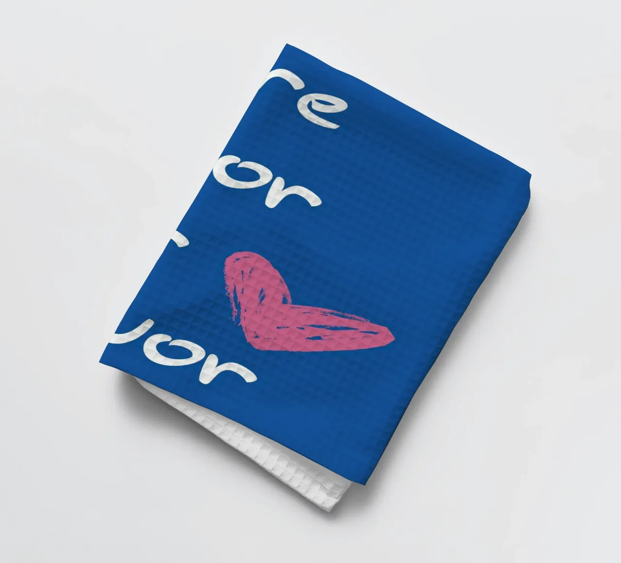 "More Amor Por Favor" - Blue & Pink Love Art tea towel by homdeco