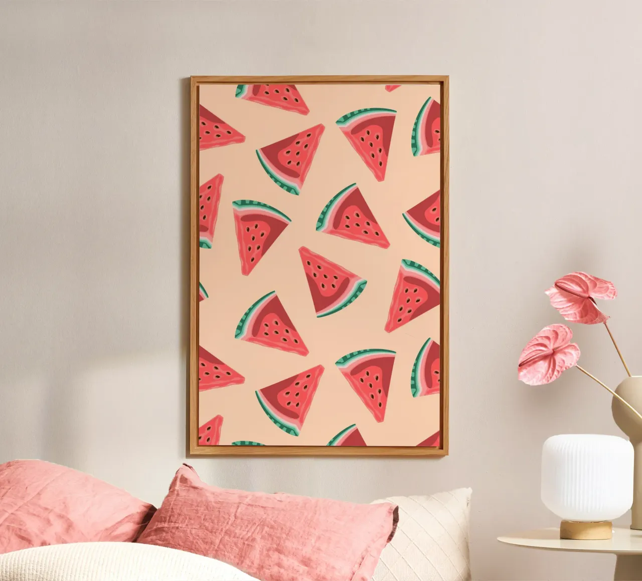 Het Patroon van de Watermeloenplak - Zomer Pop Art Print forex-plaat van homdeco