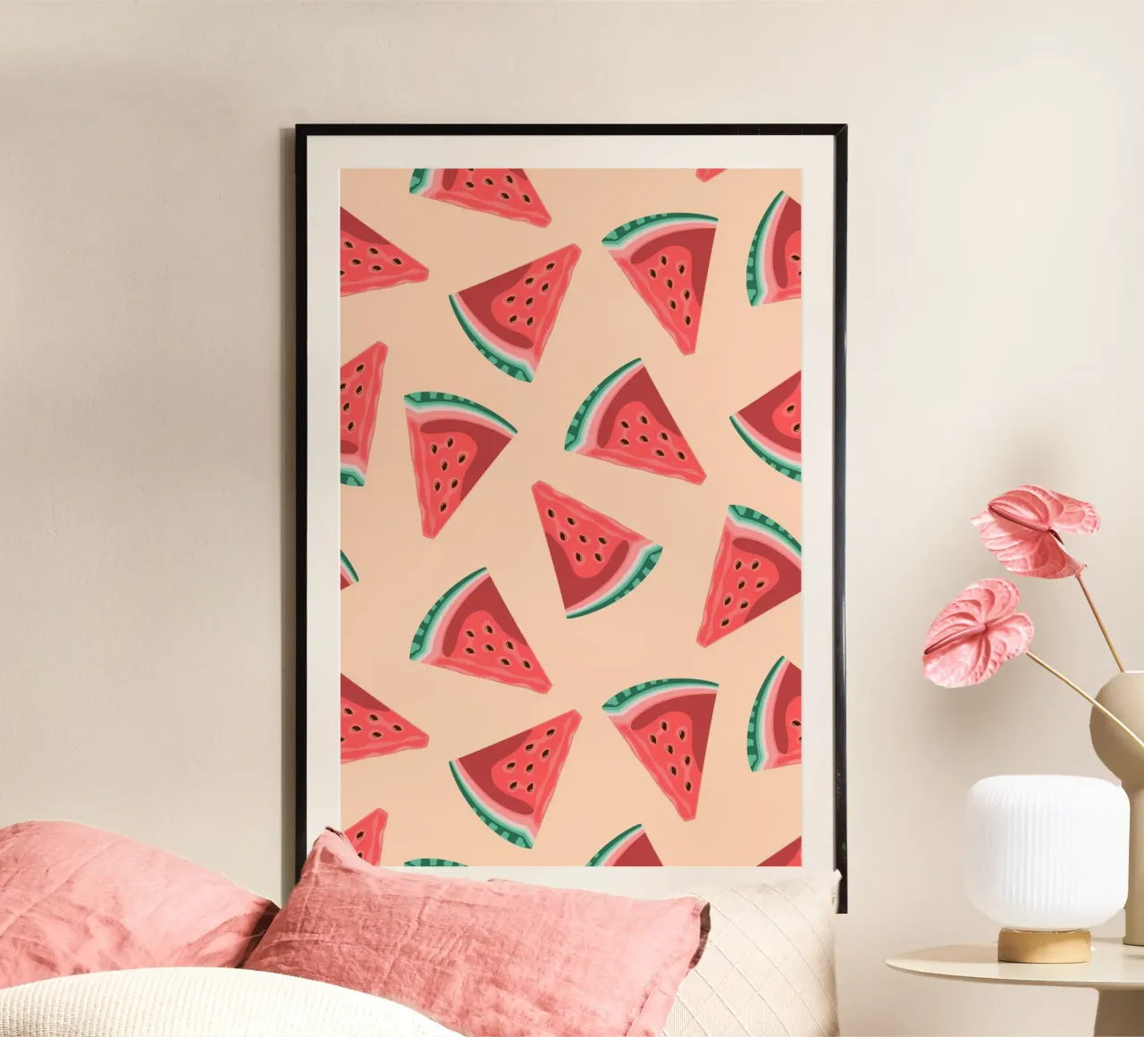 Watermelon Slice Pattern - Summer Pop Art Print hahnemühle by homdeco