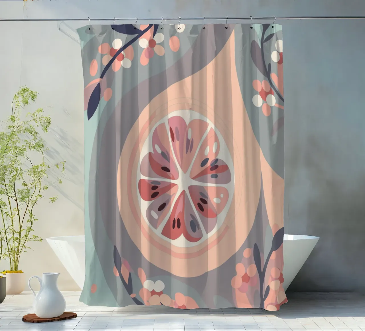 Frutti e fiori di limone tenda da doccia da HAPPY SHOP