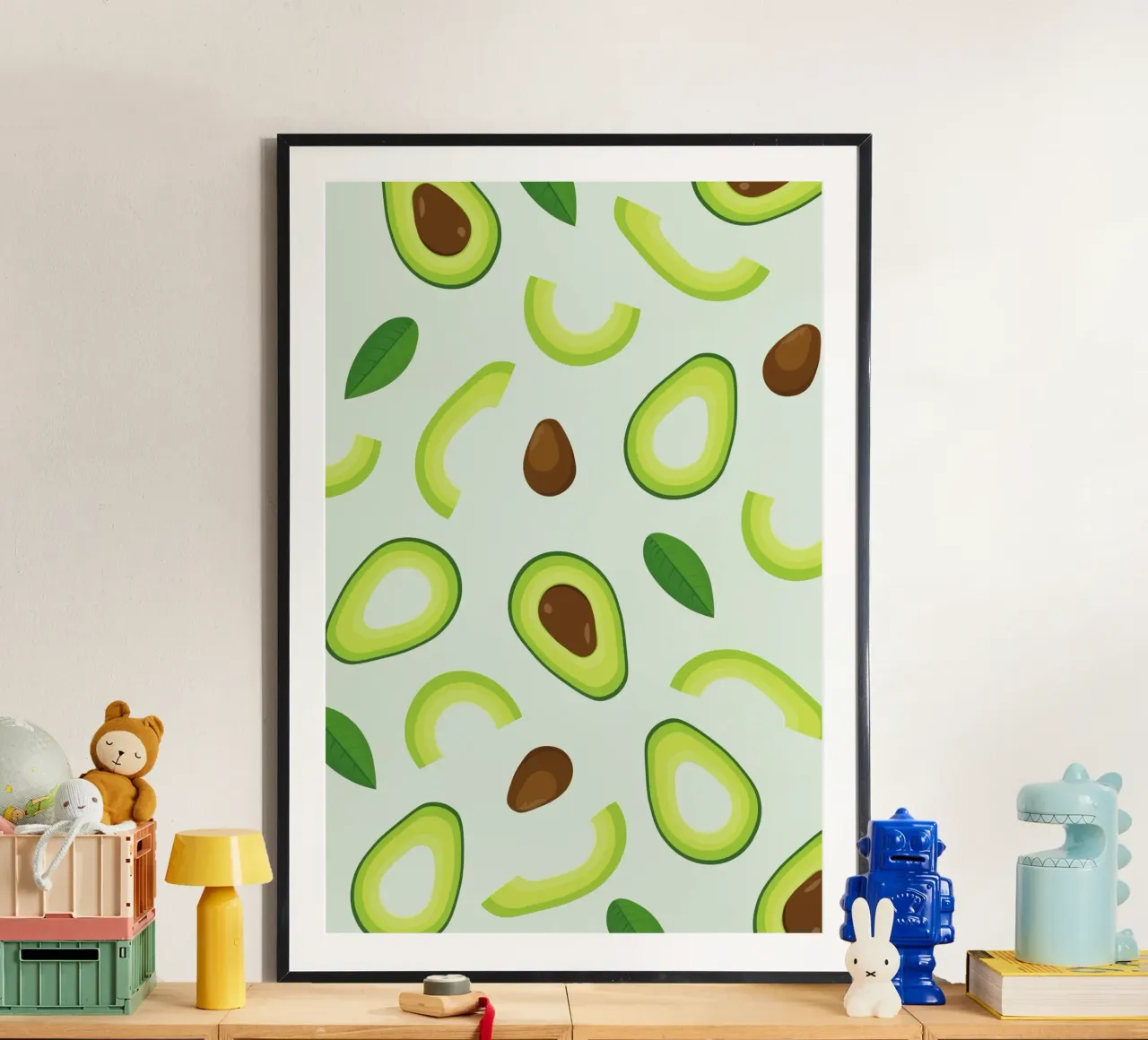 Avocado Love Pattern - Green Kitchen Aesthetic Print hahnemühle by homdeco