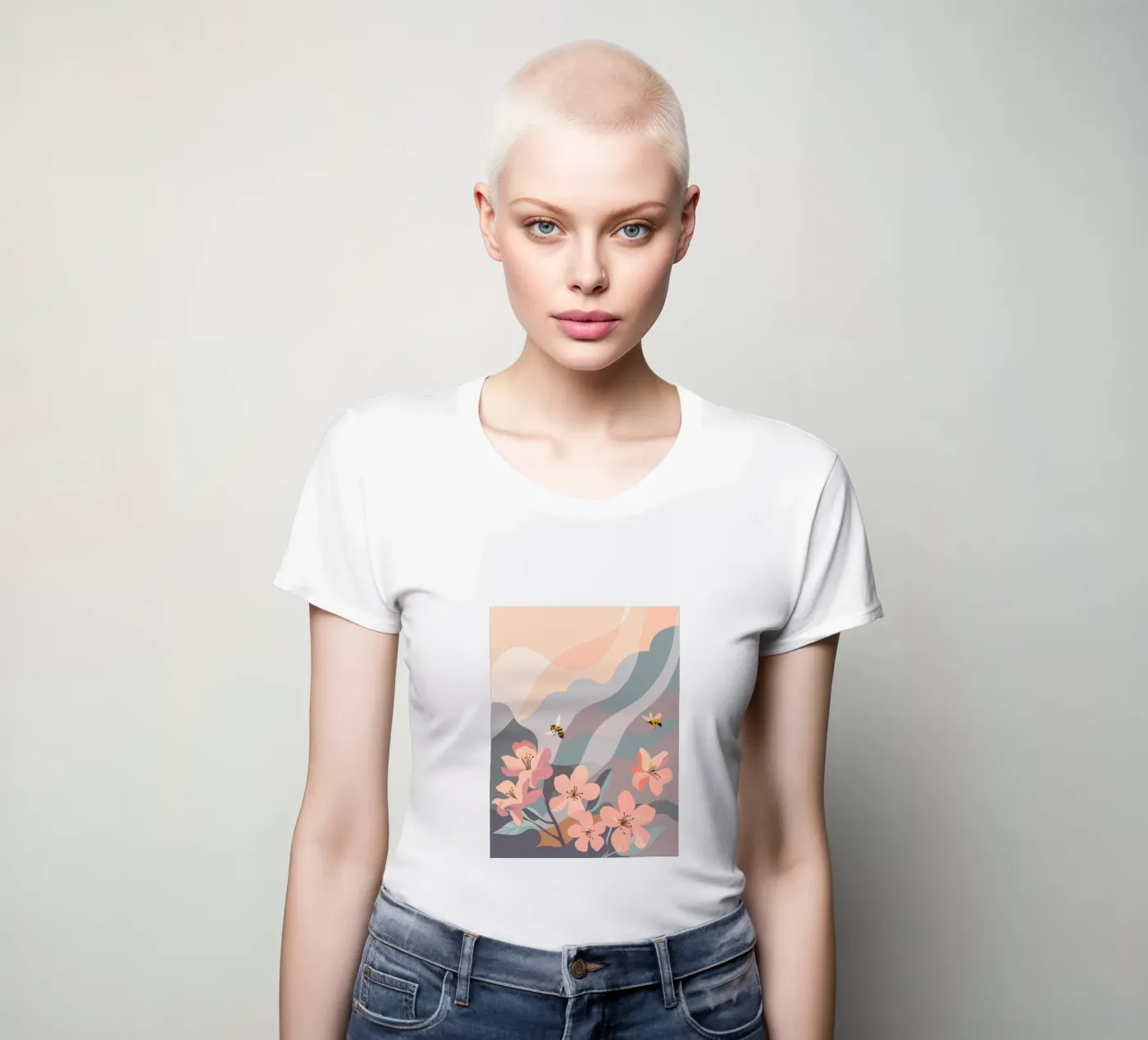 Fiori e api t-shirt da donna da HAPPY SHOP