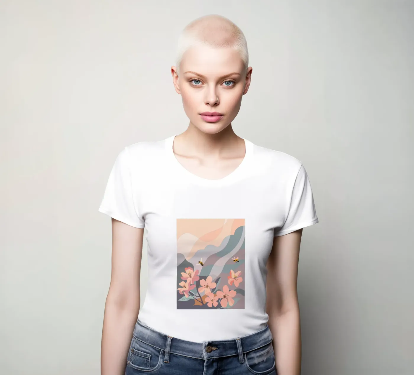 Fiori e api t-shirt da donna da HAPPY SHOP