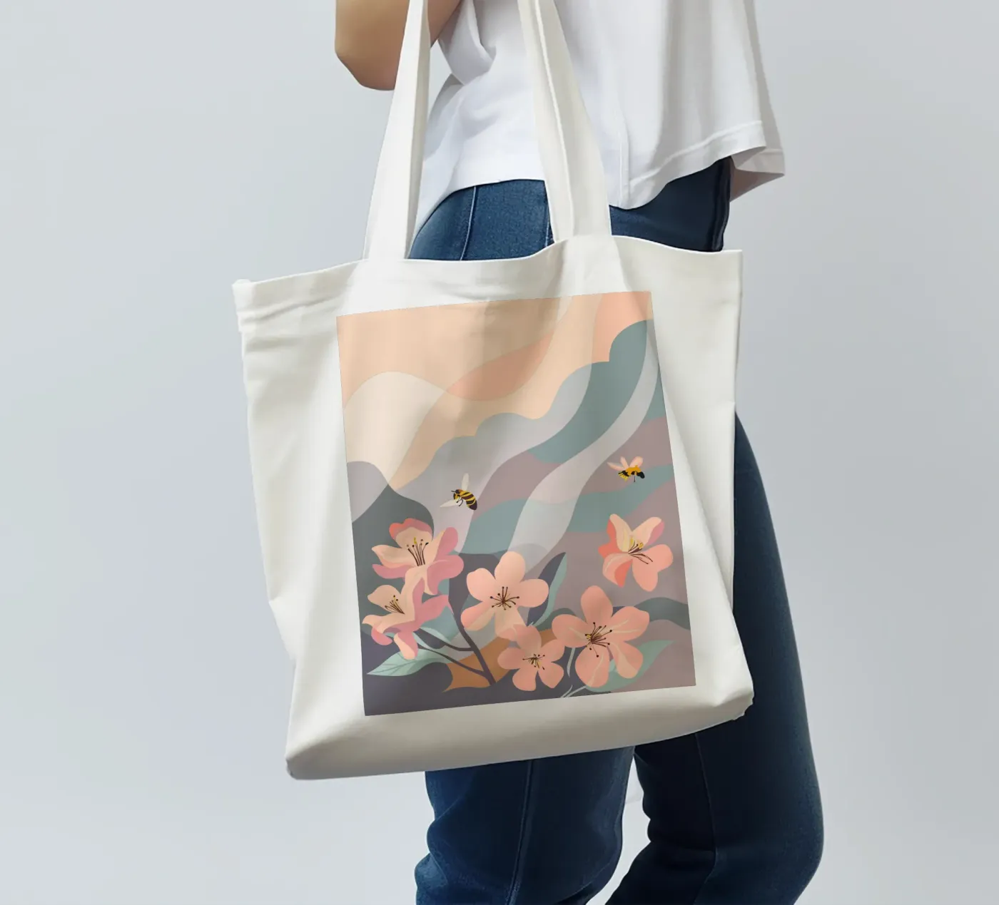 Fiori e api borsa in juta da HAPPY SHOP